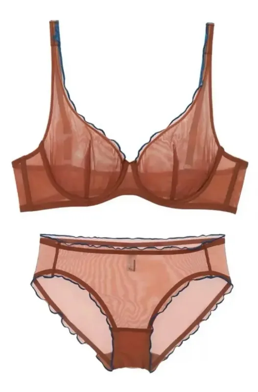 New Arrival Ladies Full Cup Bra Set Ultra Thin Minimizer Sexy Support Anti-Sagging Side Slim ABCD Everyday Comfort Lingerie Set