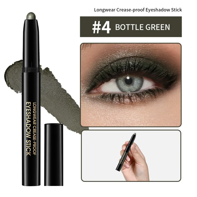 10colors Eyeshadow Stick Matte & Shimmer Shades Waterproof Smudge-proof Glitter Eyeshadow Pencil Stick Lasting Smooth Eye Makeup