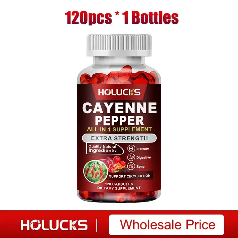 Cayenne Pepper Capsules Supports Metabolism & Digestion Dietary Supplement Vegan Non-GMO