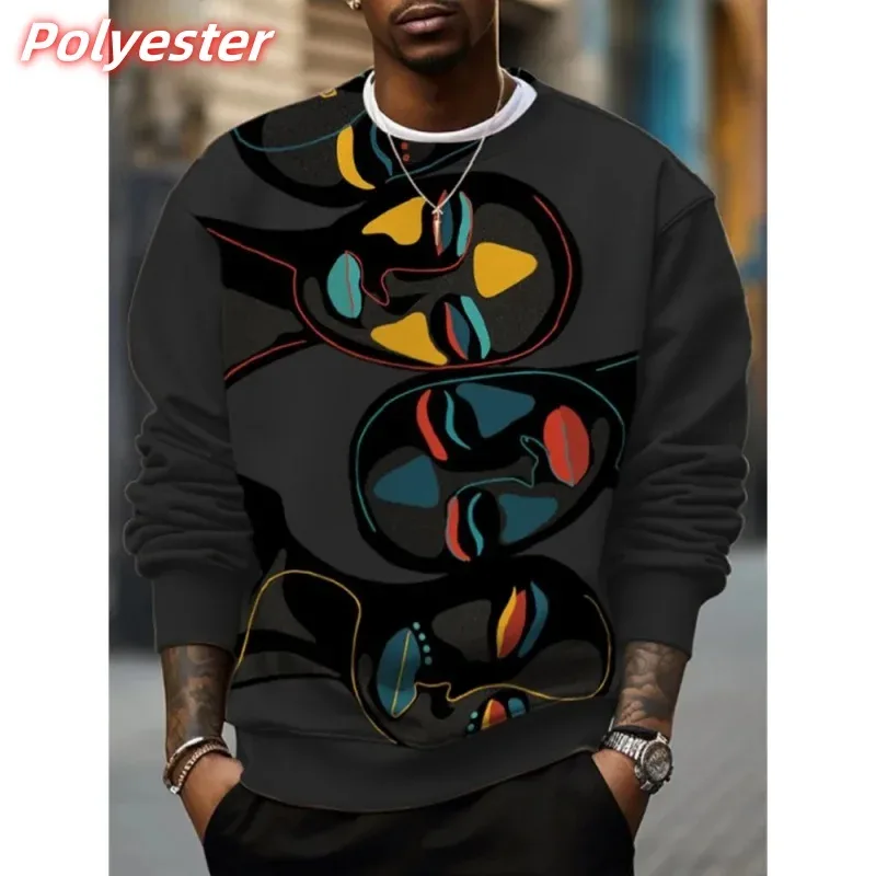 3D Printed Retro Africa Ethnic Hoodie For Men Cool Colorful Pattern Sweatshirt Casual Long Sleeves Pullovers Round Neck Hoodies