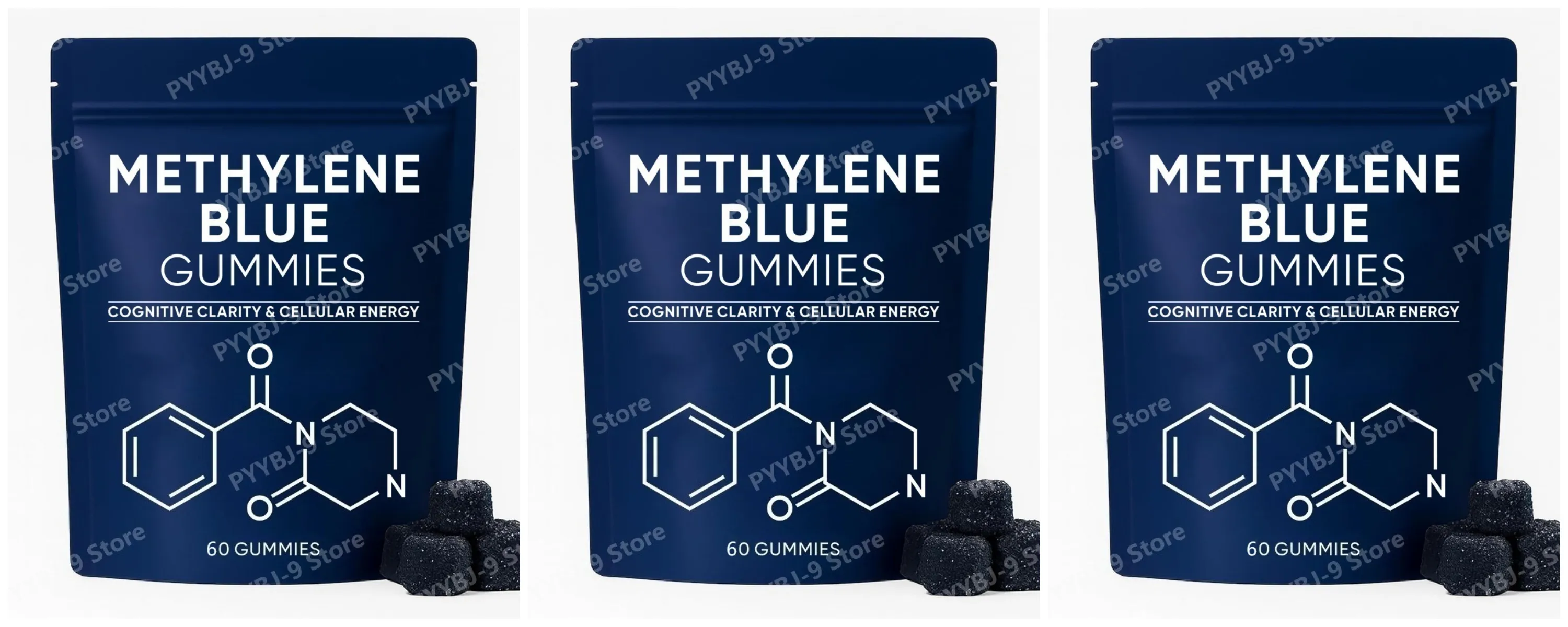 Methylene Blue Gummies with PQQ NAC Vitamin B2 & B3 Supports Cognitive Clarity & Cellular Energy Brain Nutrient for Adults 30Ct