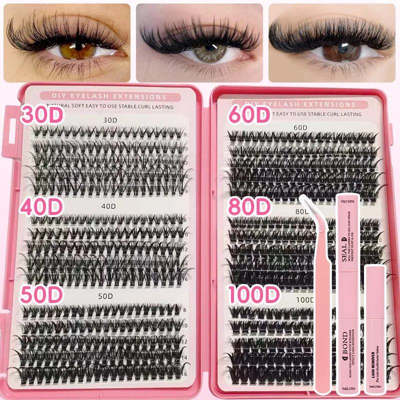 DIY Manga Spiky Cluster Lash Extensions Natural Mega Volume Individual Pre-Cut Segmented Lashes for At-Home Eye Makeup