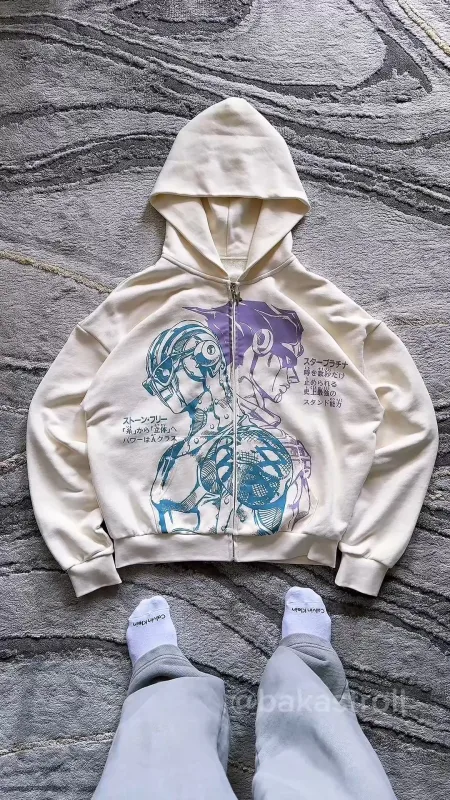 Y2k Jojo Bizarre Adventure Anime Hoodie Harajuku Oversized Sticky Fingers Hoodies Women Men Streetwear Couple Hip Hop Sweatshirt