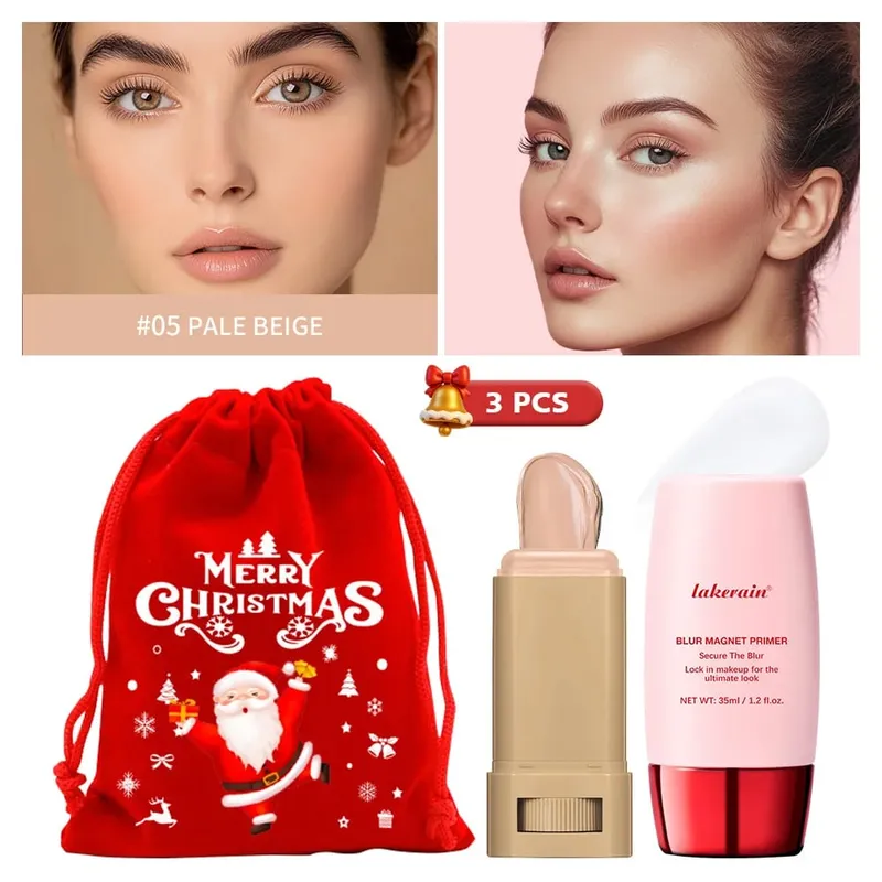 Blur Magnet Primer & Pemadam Foundation Stick Liang Tahan Lama Meminimumkan Solekan Muka Licin Kawalan Minyak Hadiah Krismas Matte