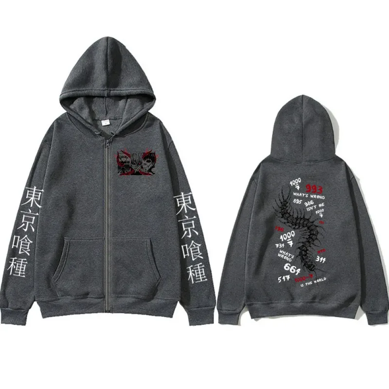 Anime Tokyo Ghoul Ken Kaneki Zipper Hoodies Men Women Clothing Fashion Zip Up Hooded Sweatshirts Long Sleeves Jacket Caot Hoodie