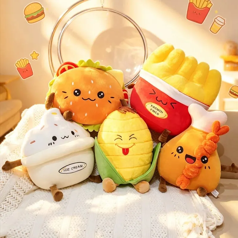 Corn Fries Chicken Leg Throw Pillow Simulation Food Plush Sofa Cushion Adorably Room Decor Toy Accompany Sleep Toy Creative Gift