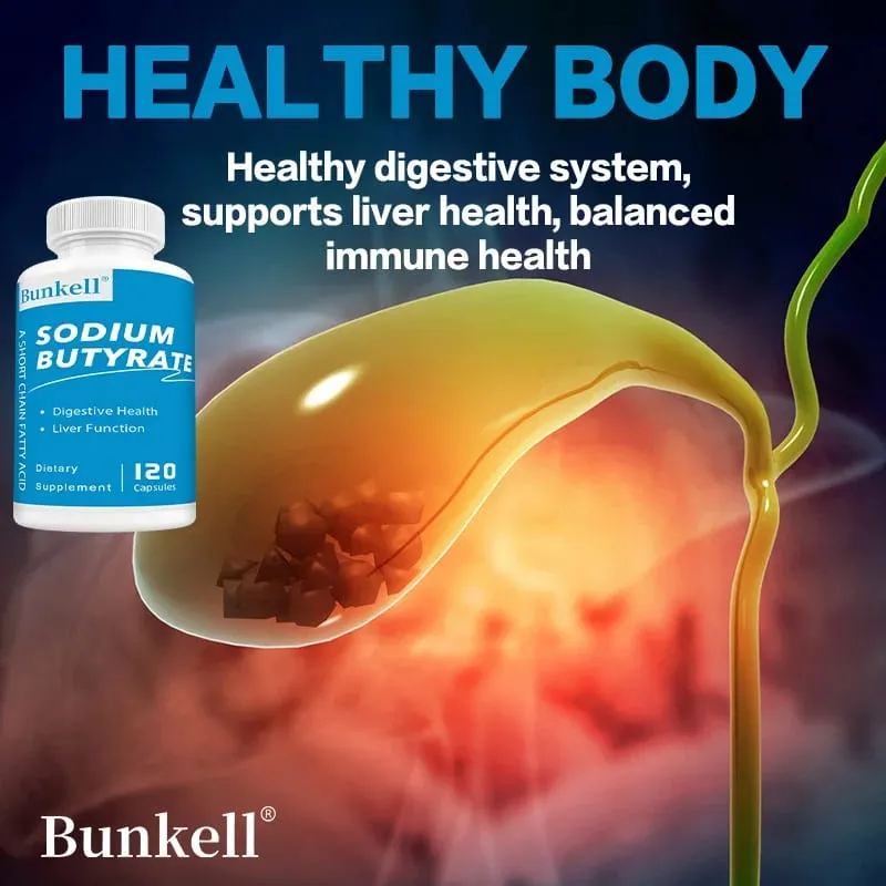Sodium Butyrate Gut Health Supplement Postbiotic for Gut Stomach & Digestive Gut Wellness 120 Vegan Capsules