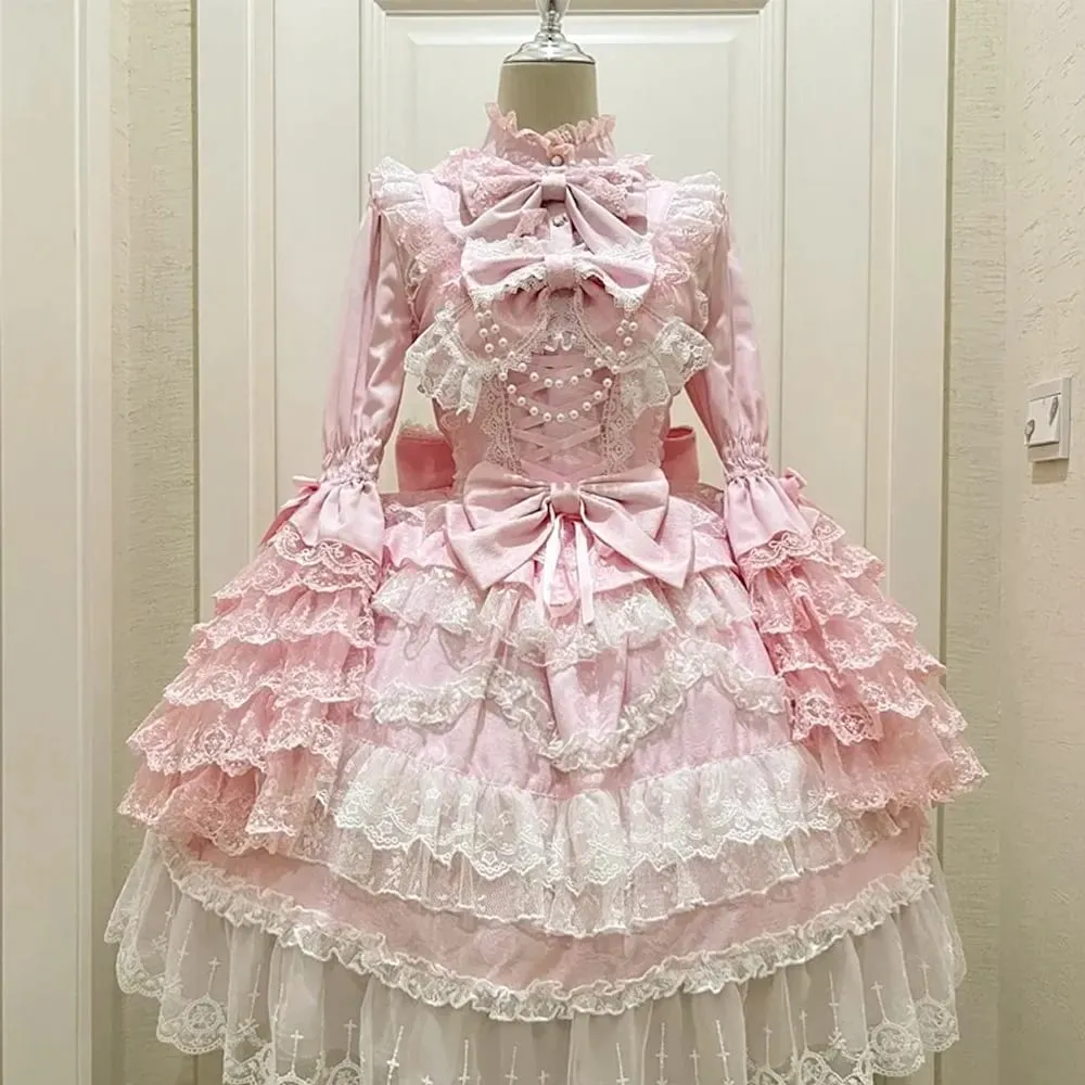 2026 Sweet Lolita Y2k Mini Dresses Women Lace Patchwork Short Sleeve Elegant Bandage French Vintage Short Party Dress Female