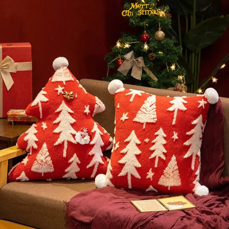 1PC Christmas Tree Stuffed Throw Pillow Sofa Cushion Home Christmas Party Winter Decor Gift