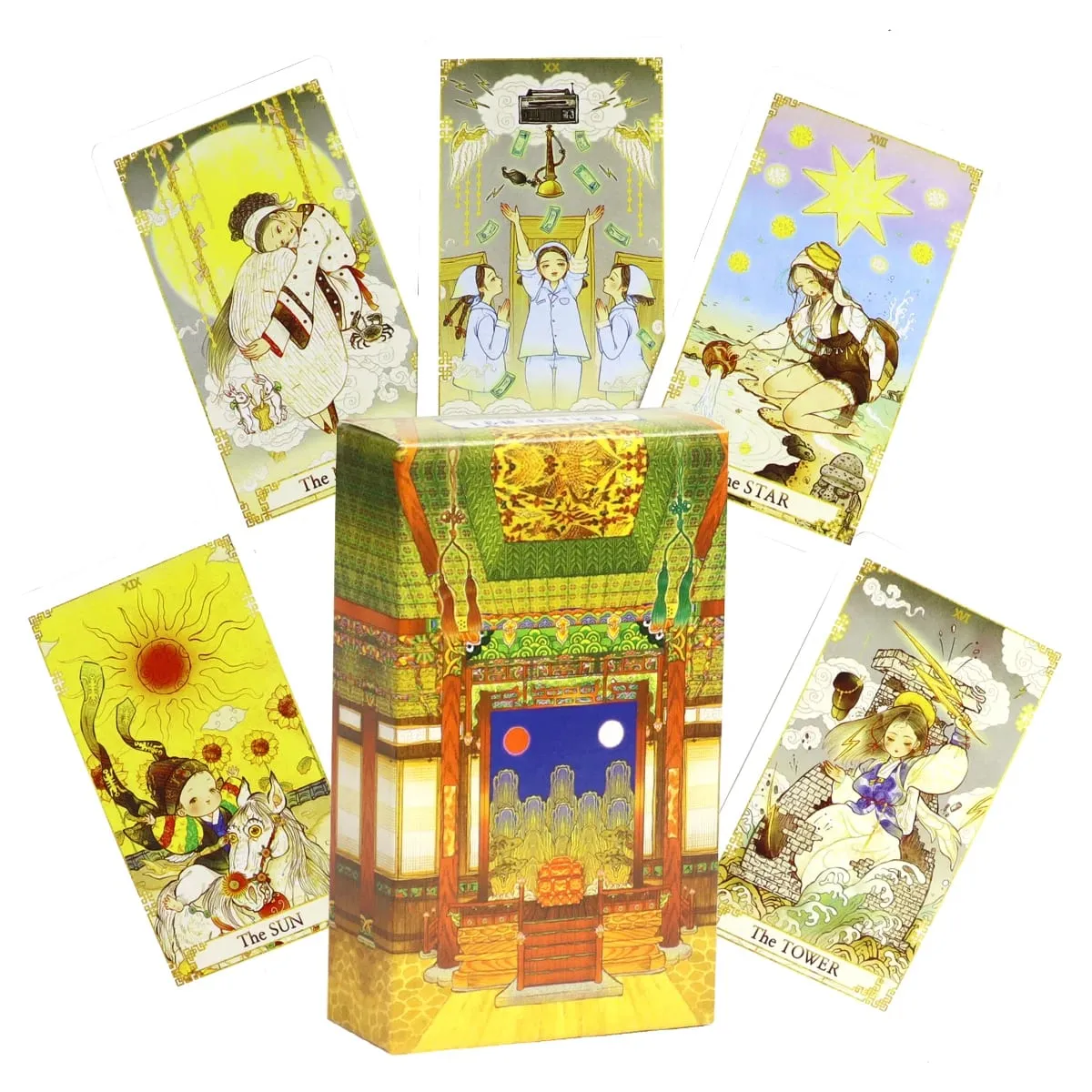 Tarotový balíček Fantasy of Korea 10,3*6cm 78 ks tarotových karet Kreslení Inspirace z pohádek, legend a lidových příběhů