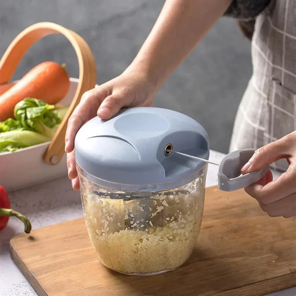 Garlic Mincer Hand Cutter - Hand Pull String Food Processor Vegetable Chopper - for Onion Ginger Fruits Nuts Dishwasher Safe