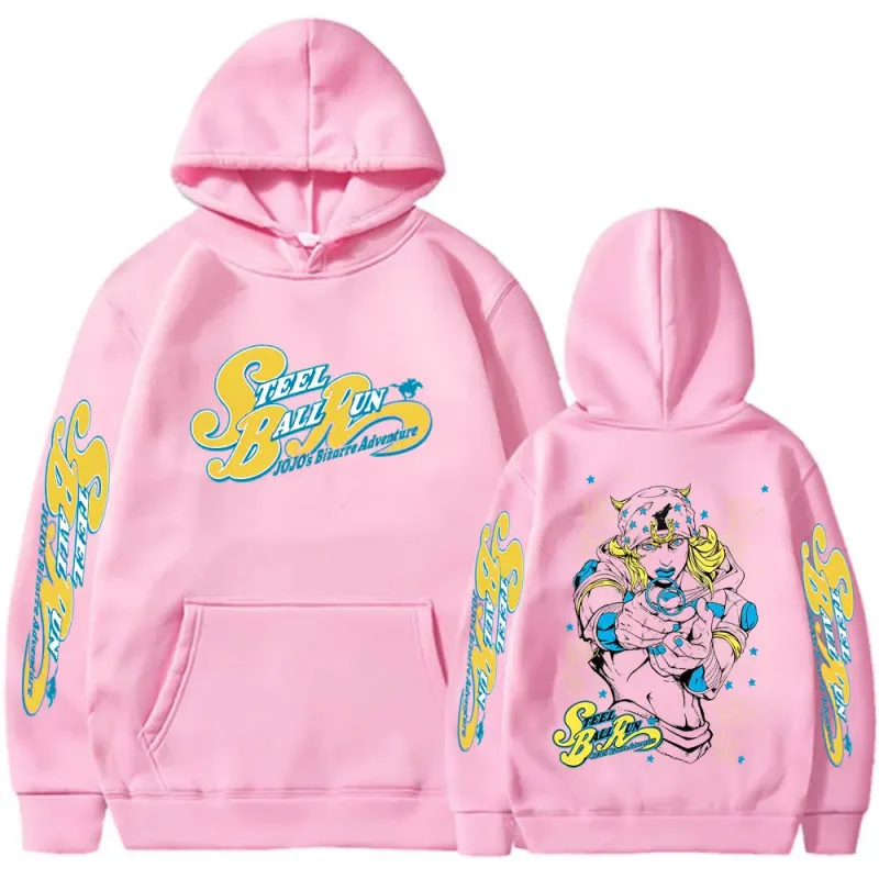 Anime Jojo Bizarre Adventure STEEL BALL RUN Jonathan Joestar Hoodies Men Women Clothing Hip Hop Oversized Hooded Sweatshirts