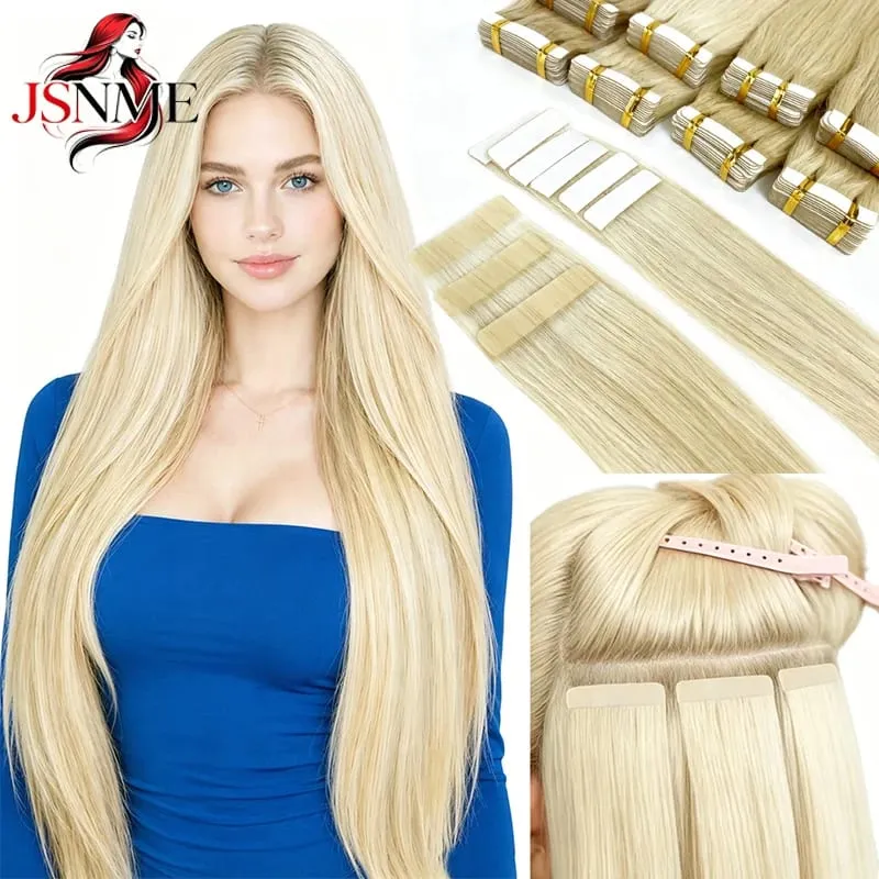Tape In Human Hair Extensions 100% Really Hair Tape In Hair For Women Natural Brown Blonde Straight 613 For Salon