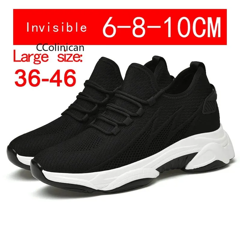 Men's Invisible Height Increasing Casual Shoes 10cm Elevator Breathable Mesh Upper Walking Shoes with Soft Bottom