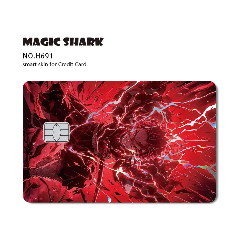 Magic Shark 2026 New Hot Demon Slayers Anime Shinny Holographic Laser Skin Cover Sticker Film for Debit Credit Bank Card