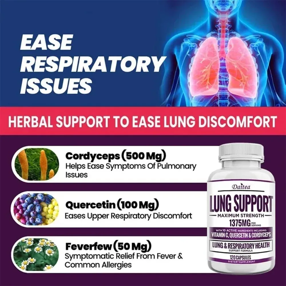 Lung Detox & Cleanse Capsules - Supports Bronchial and Respiratory Health Promoting Lung Cleansing and Detoxification