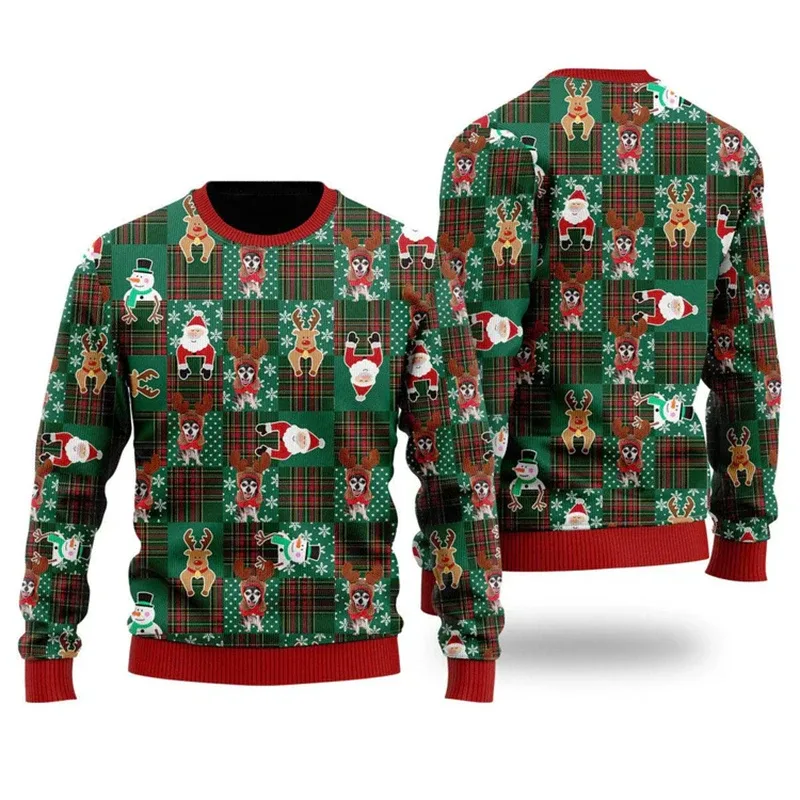 New 2026 Ugly Christmas Sweater Men Santa Claus Pattern Pullovers Women 2026 New Year Merry Christmas Crew Neck Sweatshirts