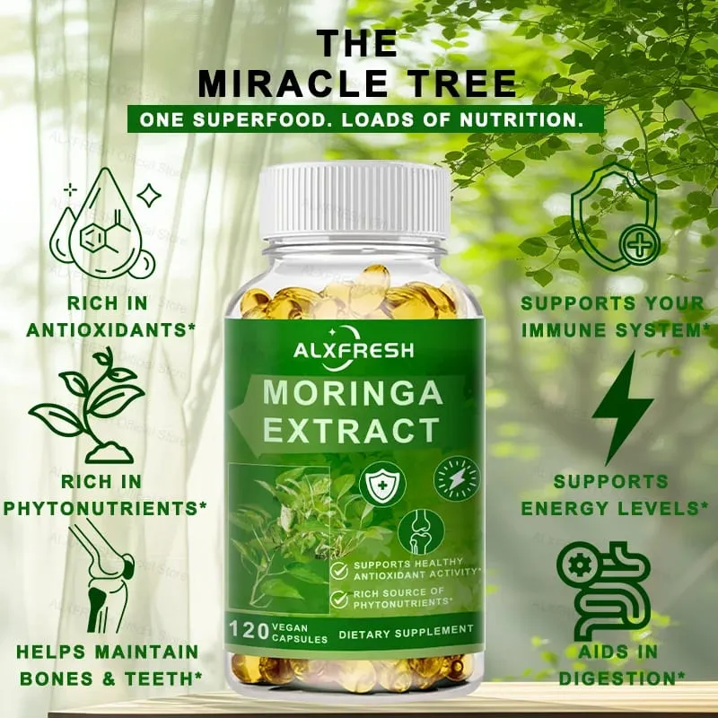 Moringa Capsules Support Blood Sugar Cardiovascular Health Promote Digestion Metabolism Improve the Intestines Relieve Fatigue