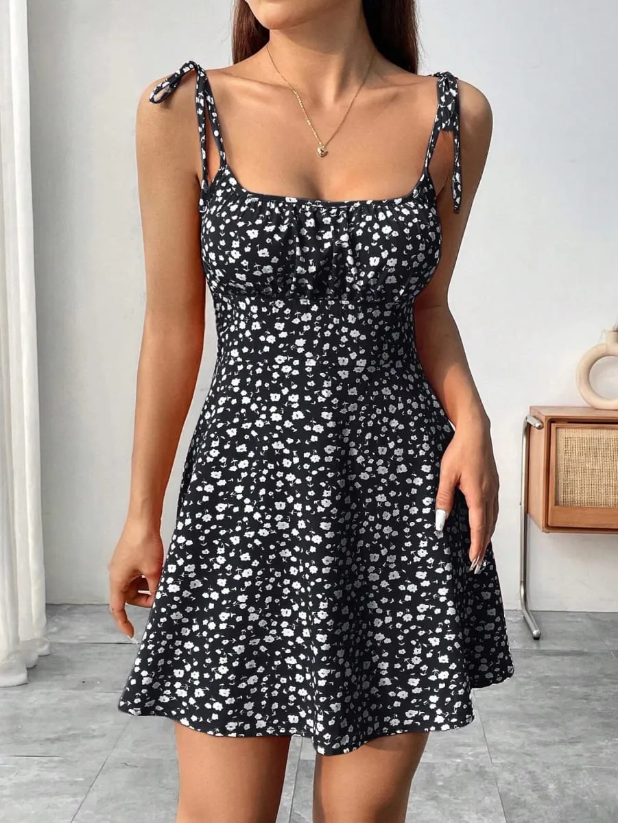 Ladies Spring Summer Elegant Casual Y2K Sexy Floral Print Invisible Zipper A-Line Mini Dress Women's Fashion Retro Skirt — image 5