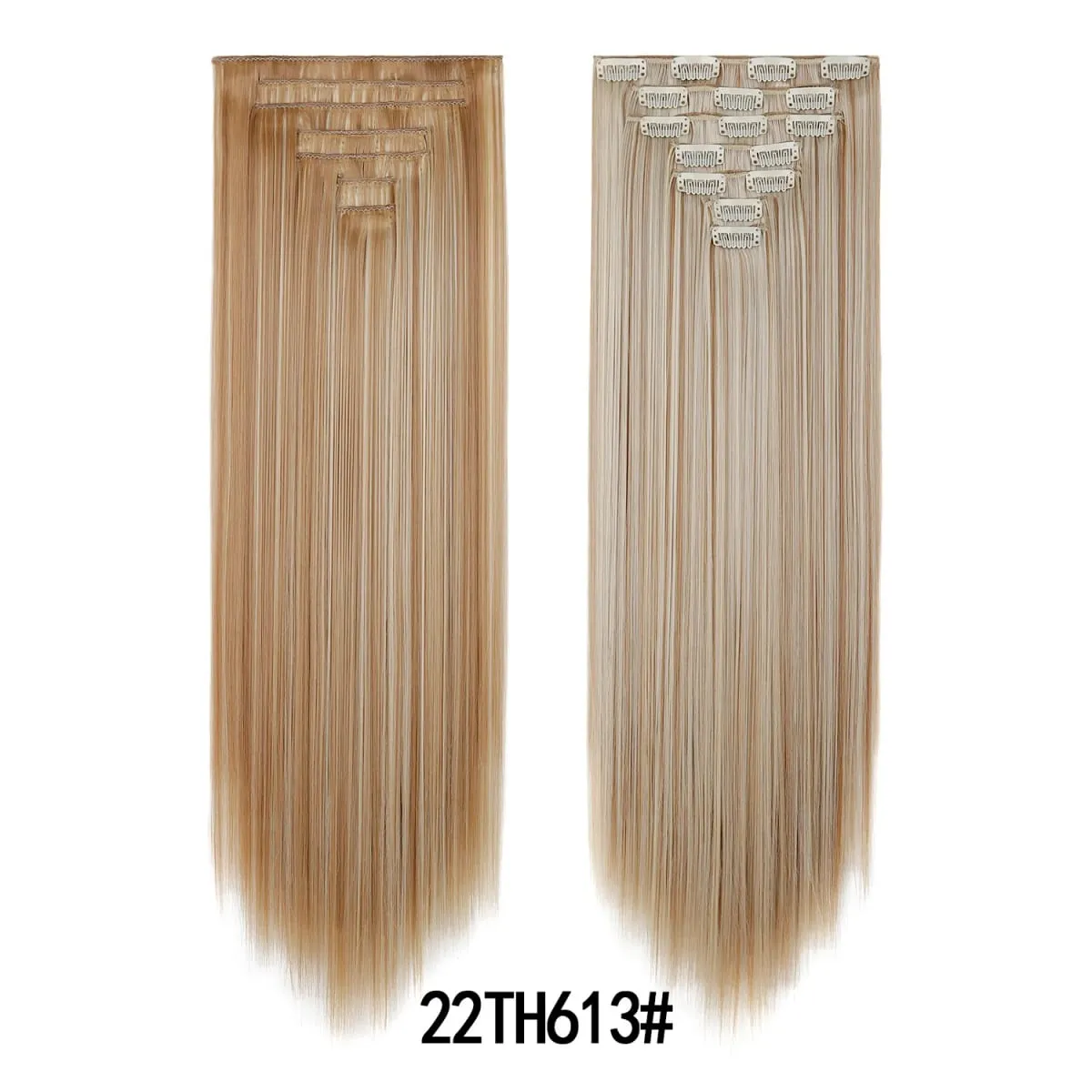 24 Inch Clip-in Hair Extensions 7 Pcs Long Straight Synthetic Hair Extensions Invisible Clip-ins Hairpieces for Women Daily