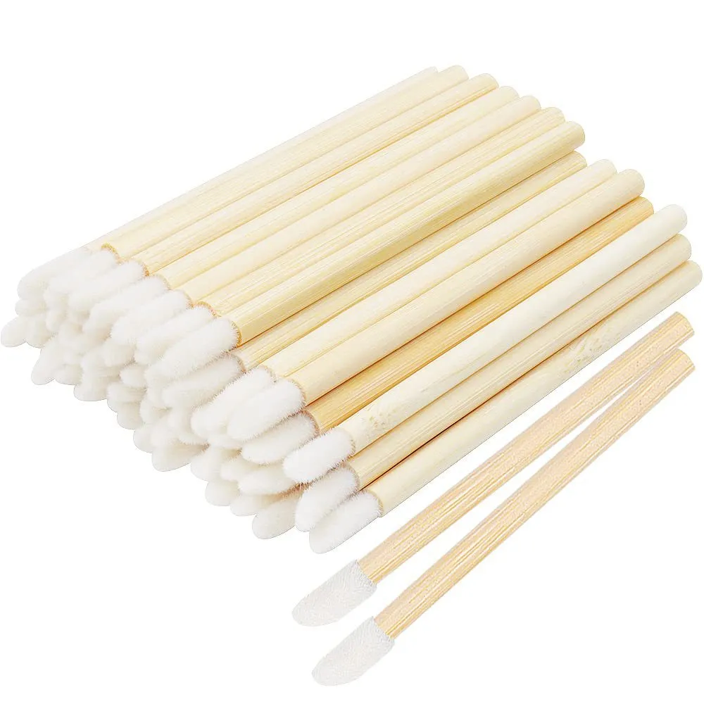 50/100pcs Brushes Bamboo Lipstick Handle Lip Brushes Extension Accessories Lip GlossWands Applicator Makeup Tool For Eyelashes