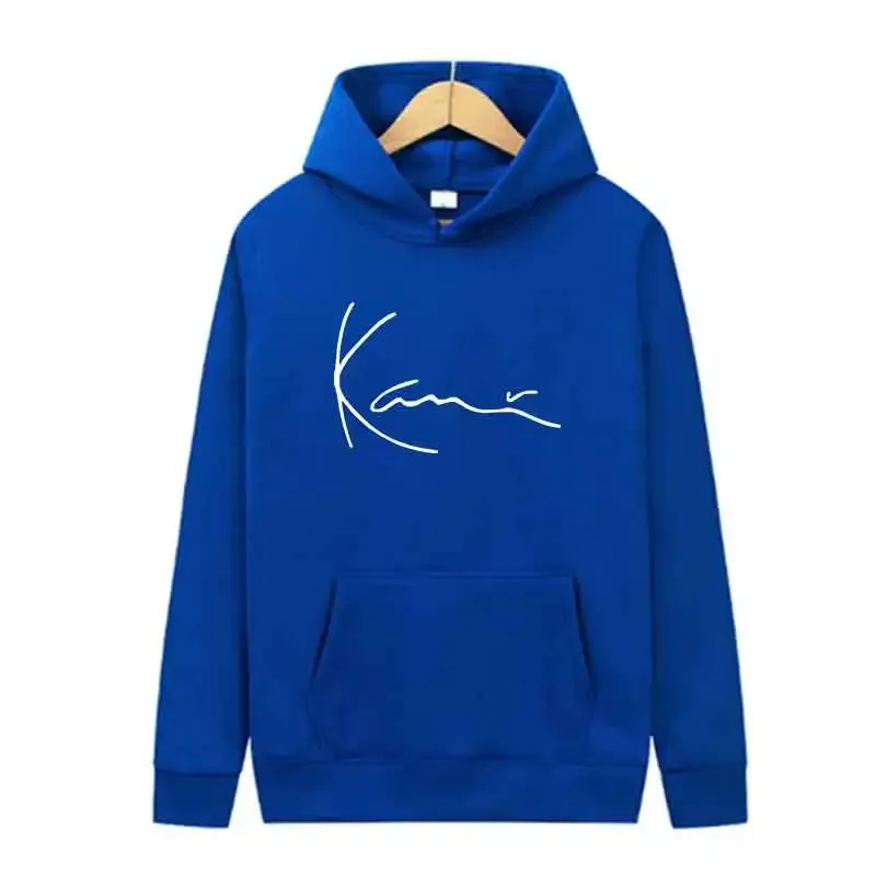 Men Blue White Fashion Trends Hoodie Print Casual Streetwear Sports Jogging Sweatshirt Pullover Spring Autumn Daily Unisex Cloth
