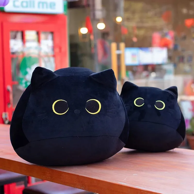 25cm Cute Black Cat Plush Toys Soft Skin-friendly Adorable Throw Pillows Fluffy Exquisite Household Ornaments Gifts For Friends