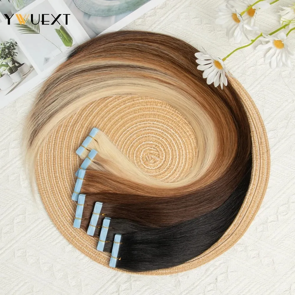 Invisible Tape in Human Hair Extensions PU Skin Weft Hair 12-20 inches Natural Straight Seamless Tape Human Hair 10pcs/pack