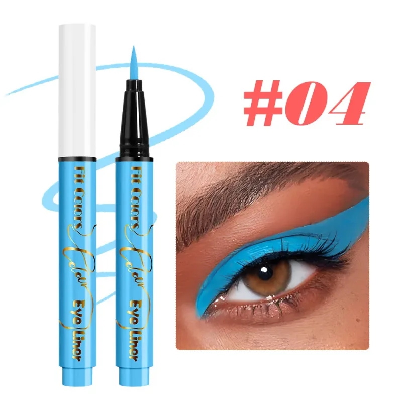 12-color UV Fluorescent Eyeliner Pen Neon UV Reactive Liquid Eyeliner Waterproof Long Lasting Matte Colorful Eye Liner Makeup