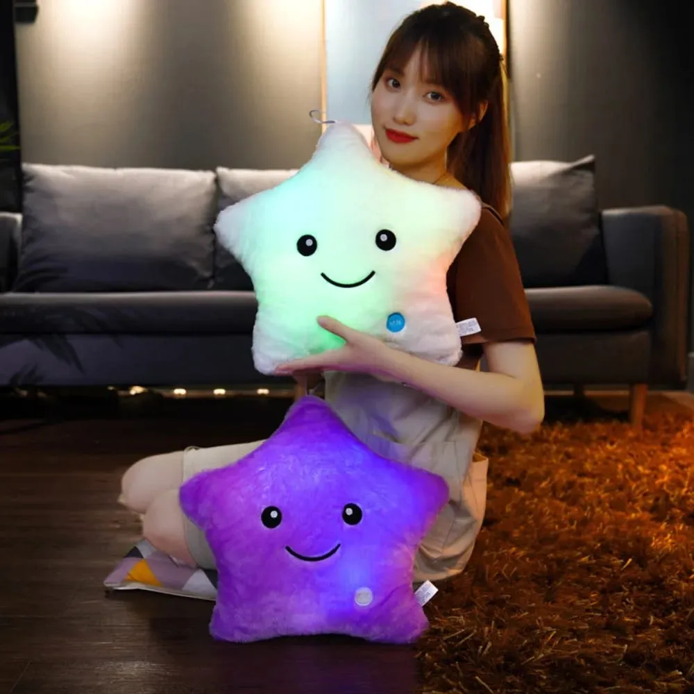 Cute LED Electronic Star Plush Toy Star Soft LED Star Doll Toy Home Decoration Baby Kid Toys Soft Star Pillow