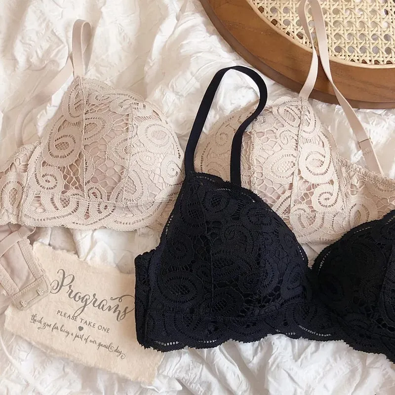 Colors Seamless Comfortable Full Lace Sleepwear Bra Sets Sexy Women Underwear Wire Free Push Up Lingerie Suits Intimates