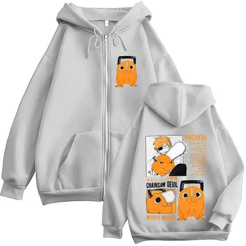 Anime Chainsaw Man Denji Pochita Devil Zipper Hoodies Men Clothing Fashion Long Sleeves Zip Up Hooded Sweatshirt Coats Jackets