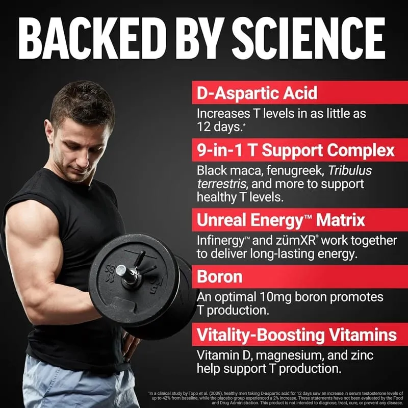 Test X180 Boost 9-in-1 T Support for Men with D-Aspartic Acid Fenugreek Tribulus Terrestris Boost Vitality & Performance