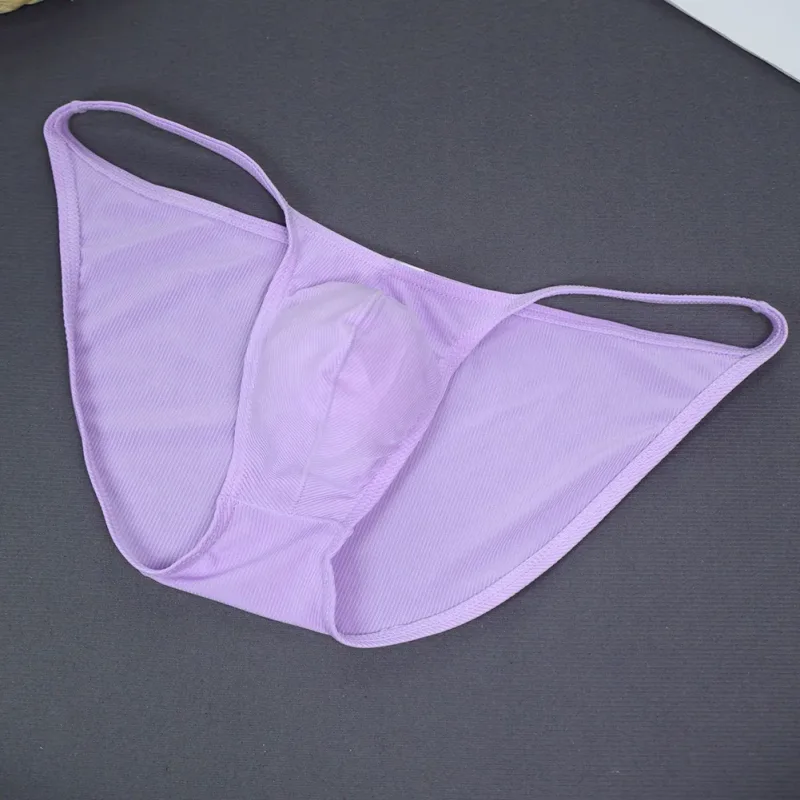 Men Fashion Ribbing Sexy High Fork Underwear Briefs U Convex Pouch Low Rise Man Comfortable Underpants Quick-drying