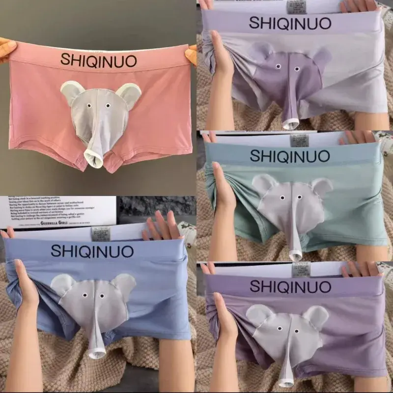 Boxershorts Elephant Nose Men Sexy Underwear Open Sheath Pouch Mens Boxers Shorts Smooth Male Lingerie Bottoms Boyfriend Gifts