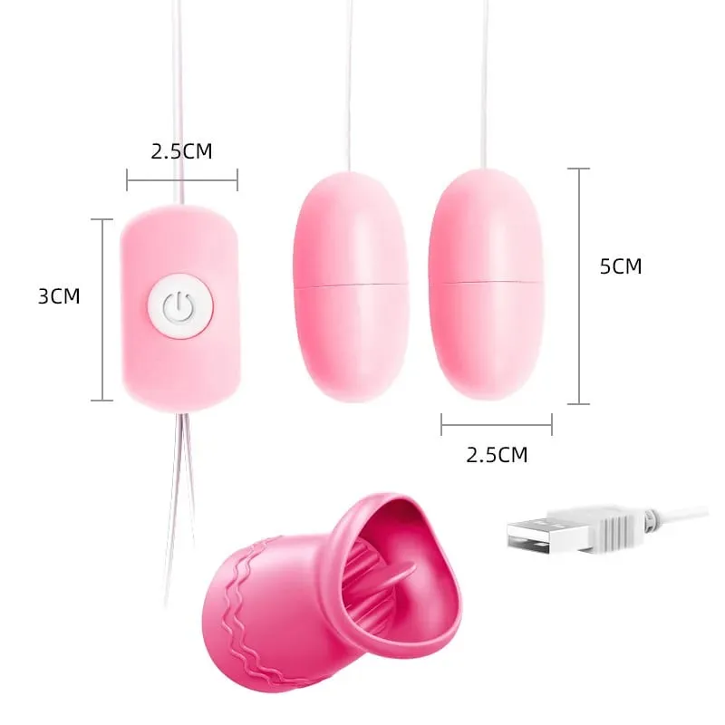 Two Balls Vibrator Tongue Licking Vibrating Jump Eggs Clitoris Stimulator Adult Product Sex Toys For Women Female Masturbation