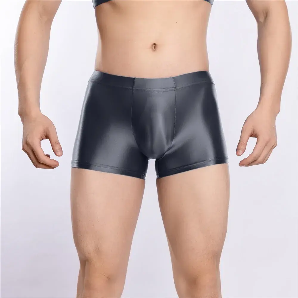 Sexy Men Hot Short Panties U Bulge Pouch Boxer Oil Shiny Glossy Smooth Lingerie Candy Color Underwear Breathable Briefs