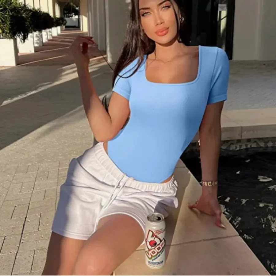 Women Sleeveless Yoga Bodysuit Square Neck Summer One Piece Swimsuits Sexy Lingerie Sports Fitness Women Rompers Bodysuits
