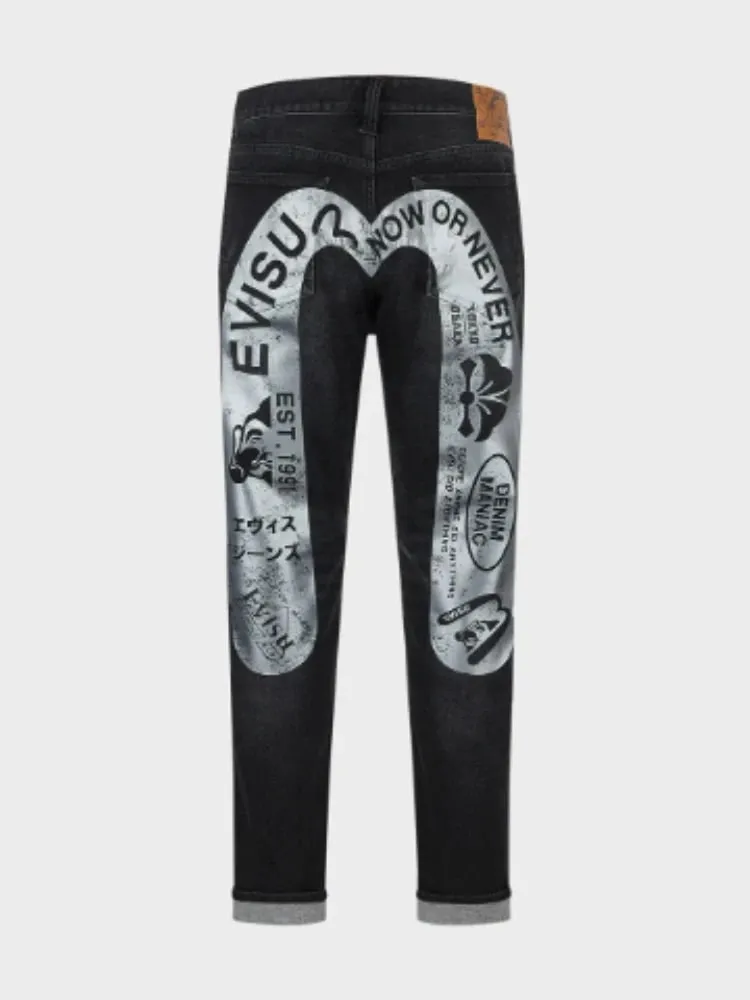 Trend Arrival Jeans Mens Loose Fit Tapered Casual Streetwear Fashion Print High Waist Straight Leg Denim Pants Harajuku Unisex