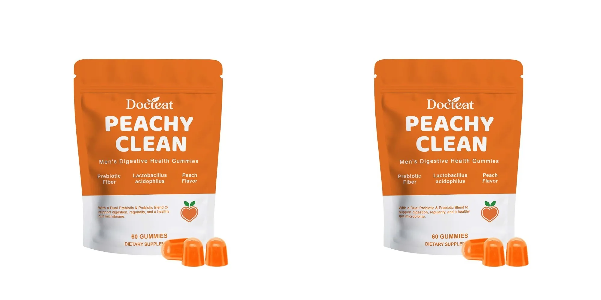 Men's Digestive Health Gummies – Prebiotic & Probiotic Blend – Peach Flavor Supports Men Gut Health Daily