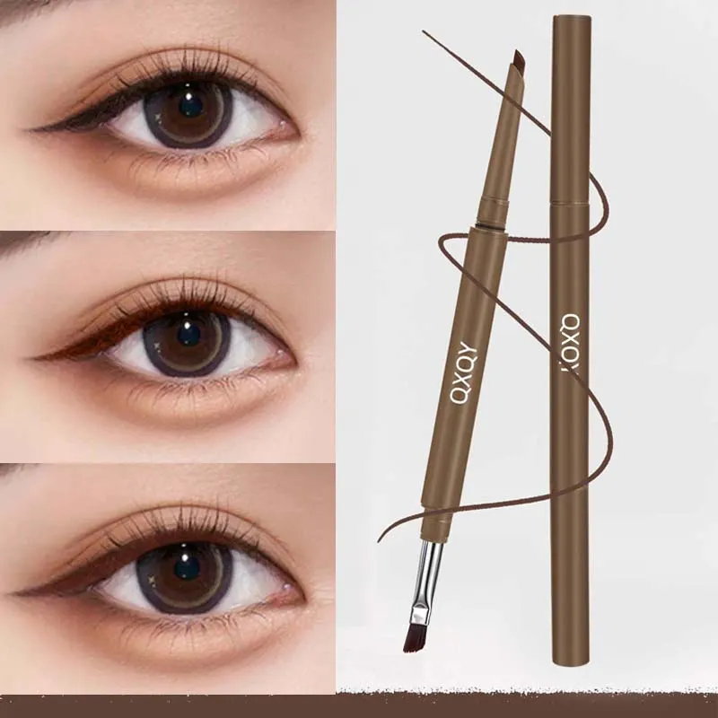 1 Pcs Double Head Easy To Color Gel Eyeliner Smooth and Waterproof Sweat Proof Dark Brown Lying Silkworm Outline Eyes Cosmetics