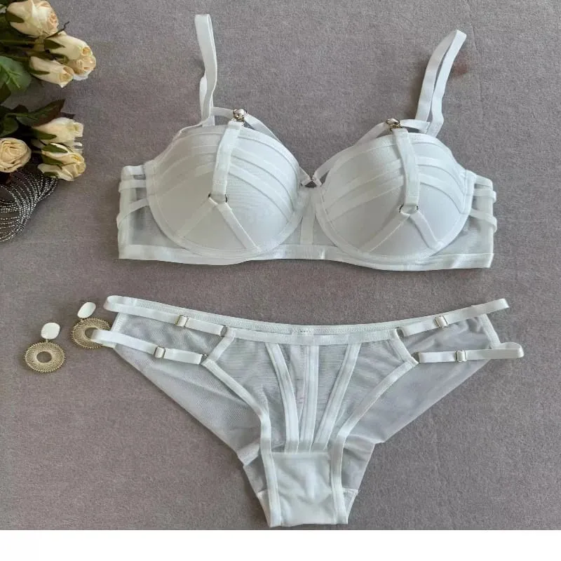 European Fashion Ladies Lingerie Set Push Up Lift Support Bra Soft Underwire Strappy Style Smooths Side Bulge Comfort Daily Wear
