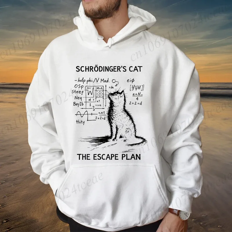 Funny Cat Physics Design Hoodies Math Science Humor Cat Print Sweatshirt Personalized Men Women Casual Streetwear Fashion Hoodie
