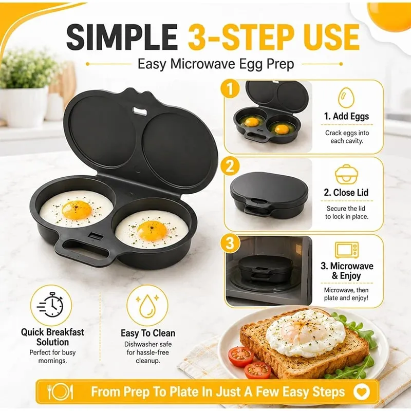 Plastic Microwave Oven Egg Cooking Mold Kitchen Cooking Mold Egg Poacher Kitchen Gadgets Fried Egg Tool Cute Diy Toast Bread — image 7