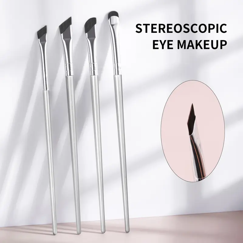 4Pcs Ultra Thin Angled Eyebrow Brushes Set Fine Precise Brow Brush for Eyebrow Powder Gel Liner Eye Makeup Tools — image 1
