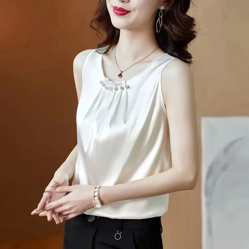 Ice Silk Women Summer Tanks Camis Vest Fashion Casual Sleeveless Ladies Street Tanks Tops Tees Hotsweet