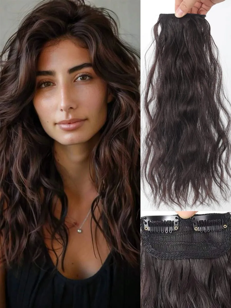 Women Water Wave Extensions Clip In Hair Extensions Invisible Synthetic Wig Piece Suitable Thinning Hair Increase Hair Volume