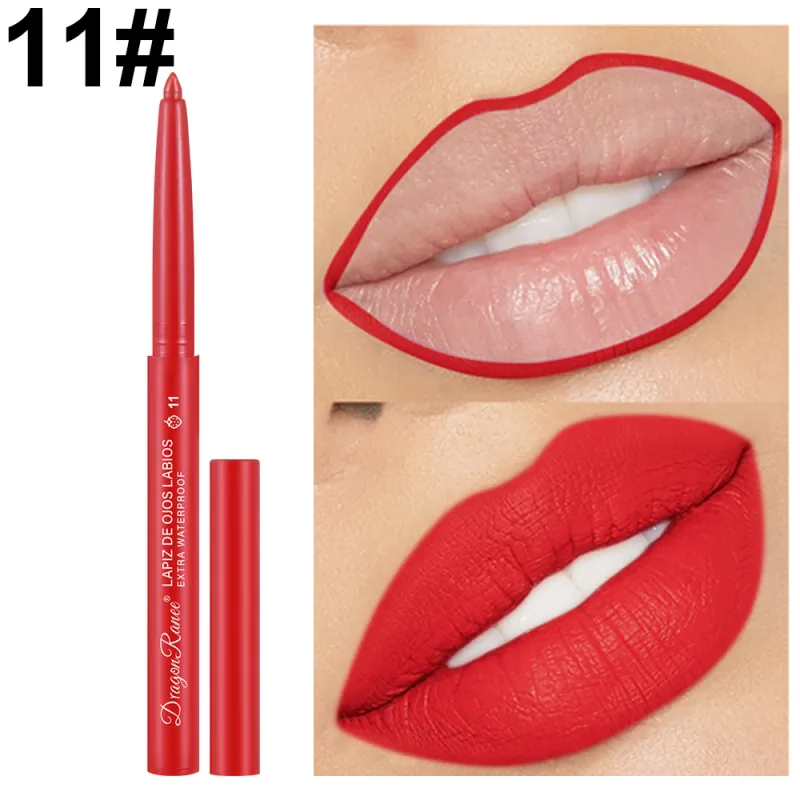 Lip Liner Lipstick Pen Waterproof Long-Lasting Contouring Lip Pencil Matte Finish Beginner Automatic Lip Liner Bean Paste Color Contouring Pen Automatic Rotating Lip Liner