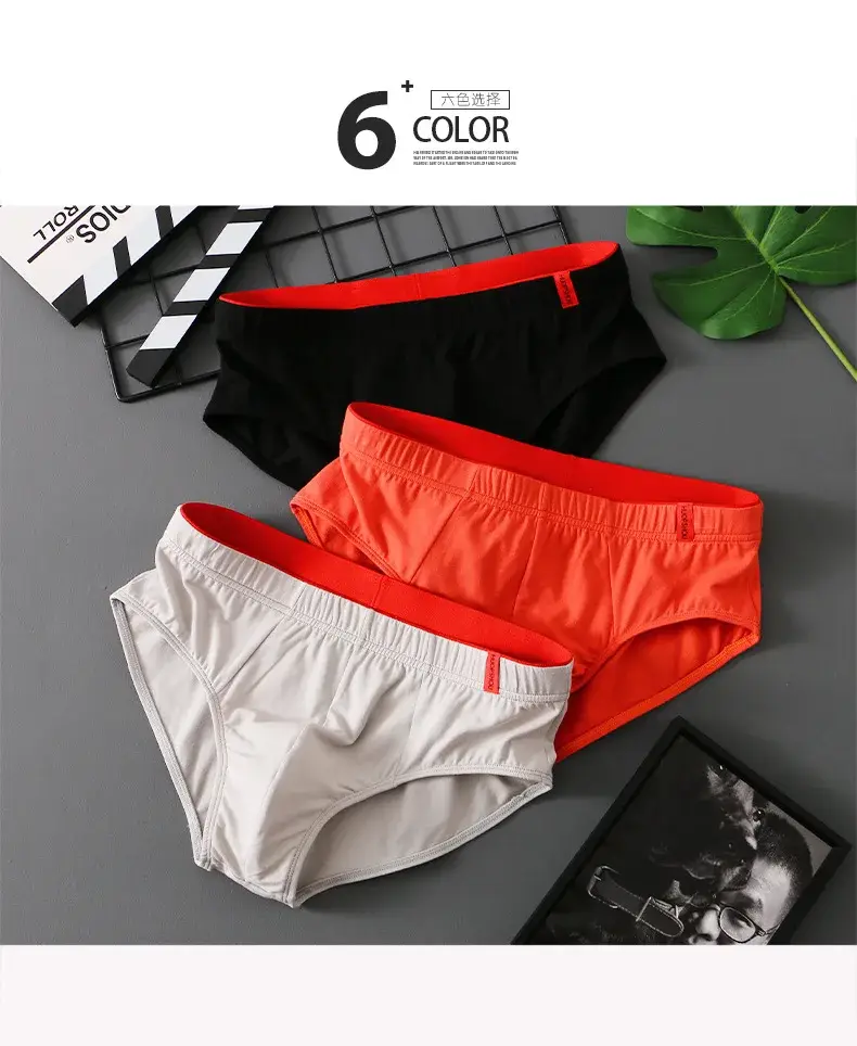 Celana Dalam Katun Solid Celana Dalam Kantung Cembung Pria Pakaian Dalam Fasion Remaja Pakaian Dalam Nyaman Pria Bersirkulasi Rendah Warna Solid