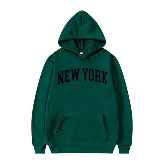 Women New York U.S.A City Hoodies Fashion Letter Printed Graphic Sweatshirts Loose CasuaMen l Harajuku Hooded Pullover Sportwear